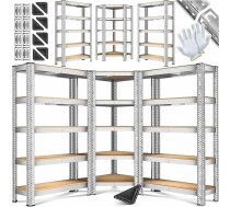 KESSER® 3 metāla plauktu sistēmas komplekts, 1 stūra plaukts un 2 glabāšanas plaukti, 15 iekšējie plaukti, MDF paneļi, plauktu svars 2625 kg, darbnīcas plaukti, pagraba plaukti, garāžas plauktu iekārta, plaukts, plauktu iekārta