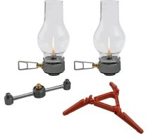 Kempinga gāzes laterna, pārnēsājama vara un stikla gāzes laterna ar regulējamu liesmu āra kempingam un pārgājieniem, telpas apgaismojums teltī (2 x gāzes lampu komplekts)