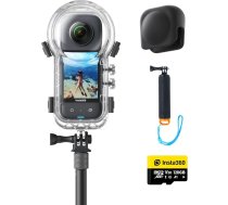 Insta360 X3 Invisible Dive Kit – ūdensizturīga 360° darbības kamera ar 1/2 collu sensoru, 5,7K 360°, 72 MP 360° fotogrāfijas, stabilizācija, 2,29 collu skārienjūtīgais ekrāns, vibrācijas atgriezeniskā saite, AI rediģēšana, tiešraide