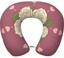 White Rose of Love Memory Foam ceļojuma spilvens – kakla balsts lidmašīnā, automašīnā, mājas birojā – ideāls darbam, braukšanai ar automašīnu un brīvā laika pavadīšanai