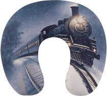 Ziemas Ziemassvētku sniega nakts dzelzceļa vilciena ceļojuma spilvens Atmiņas putu kakla spilvens Mīksts lidmašīnas spilvens gulēšanai U veida ķermeņa spilvens kaklam un galvas balstam Pārnēsājams lidojuma galvas balsts Tr