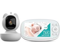 Bērnu novērošanas ierīce ar kameru, 5,5 collu 1080P IPS ekrāns, 5000 mAh akumulators, mobilā izsekošana, drošības trauksme, HD nakts redzamība, VOX režīms, 5x tālummaiņa, divvirzienu audio, temperatūras rādītājs, 32 GB TF karte