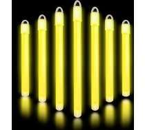 Glow Fever spīdošās nūjiņas – 15 cm garas neona spīdošās nūjiņas, kas spīd tumsā, ar galotnēm un lenti – spīdošo nūjiņu komplekts spēlēm, ballītēm un āra pasākumiem „Dragon“ – dzeltenas, 100 gab. iepakojumā