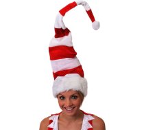Heinzel Man Ziemassvētku cepure ar iebūvētu stiepli, kas nodrošina labu piegāji (sarkana un balta svītraina/Elfmütze no Hat Fancy Dress® ar fiksācijas stieni; pieejami dažādi daudzumos, kā arī pēc pieprasījuma lielos daudzumos, sarkana/balt
