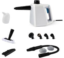 Amazon Basics Mājsaimniecības rokas tvaika tīrītājs ar 9 piederumiem, jaudīgs 1000 W tvaika pastiprinātājs, 250 ml tvertne, balts