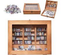 Koka grāmatu plaukts trauksmei, miniatūras grāmatu plaukta mēbeles ar 200 mini grāmatām, miniatūrs grāmatu plaukts, stresa mazināšanas dāvanas grāmatu mīļotājiem, ģimenei, draugiem, dekori mājas birojam, leļļu mājas