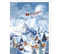 Tradicionālais Adventes kalendārs Ziemassvētki - Ziemassvētku vecītis pār ciematu - bez šokolādes