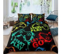 Bērnu Gamer gultas veļa 135 x 200 cm 2 gab. zēniem un meitenēm Mikrošķiedras mīkstie ziemas siltie segas pārvalki ar rāvējslēdzēju 3D Gamepad sega ar spilvendrānām 80 x 80 cm