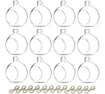 Sziqiqi 8 cm stikla bumbiņas karājas - 12 gabali karājas tējas gaismas turētājs stikla bumbiņas tējas gaismas karājas sveces turētājs karājas kāzu Ziemassvētku puse dzimšanas dienas centrālajai daļai dekorēšanai