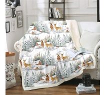 Homemissing Elk Print Cuddly Blanket Wild Animals Pattern Blanket 150 x 200 cm dīvāna dīvānam Ziemassvētku tēma sega Ziemas dabas koks briedis telpu apdare