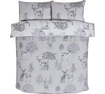Rapport Home Ziemassvētku svētku komplekts ar meža briežiem (200 x 200 cm) - elegants pelēks gultasveļas komplekts ar smalkām caurulītēm Silts un mājīgs 3 daļu komplekts ar spiedpogu aizdari