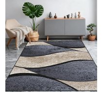 Mazgājams paklājs Dzīvojamā istaba 200 x 300 cm Īss kaudzes neslīdošs paklājs Melns antracīta bēšs Moderns ģeometrisks viļņu raksts Lieli paklāji guļamistabai Ēdamistaba Birojs Pusaudžu istaba