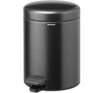 Brabantia NewIcon mazā vannasistabas atkritumu urna ar vāku, 5 litri, ar pedāļa mehānismu, kas aizsargā pret smaku, ar noņemamu iekšējo spaini vannas istabai, tualetei vai nelielām telpām, pārliecinoši pelēka krāsa
