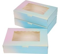 20 konditorejas izstrādājumu kastu iepakojums ar logu 21,5 x 14 x 5,1 cm cepumu kaste Kūku kaste Dāvanu kaste Ziemassvētku cepumiem Kūku kūkas kēksiņi Saldumi kūkas (krāsu gradients)