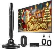 DVB-T/T2 antena ar pastiprinātāju, iekštelpu antena televizoram, TV antena ar magnētisko pamatni, 360° uztveršana, atbalsta 4K/1080P HD kanālus un visus televizorus.