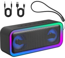 IKT Bluetooth skaļrunis ar gaismu, mūzikas skaļrunis Bluetooth 5.4, 30 W stereo bass, IPX7 ūdensnecaurlaidīgs, 7 RGB gaismas režīmi, 30 stundu atskaņošanas laiks, ballīšu skaļrunis iekštelpām un ārpus telpām, TWS, AUX, TF karte