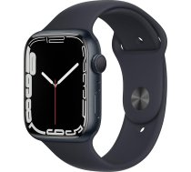 Apple Watch Series 7 (GPS, 45 mm) Alumīnija korpuss Midnight ar pusnakts sporta siksniņu (Atjaunots)