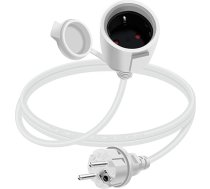 Schuko pagarinātājs īss 16 A 250 V pagarinātājs ar aizsargkontaktu Schuko īss pagarinātājs āra 2 maiņstrāvas pagarinātājs rozetei IP44 izmantošanai ārpus telpām vai iekštelpās, mājām (balts, 1,5 m)