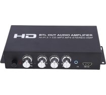 Annadue Stereo jaudas pastiprinātājs 2.1 kanāla 240W Bluetooth 5.0 HiFi audio HDMI AUX ieeja Bass Treble kontrole mājas kinozāles skaļrunim Subwoofer Pārnēsājams alumīnija sakausējums (ES kontaktdakša)