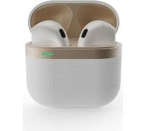 Gembird GMB-Audio bezvadu austiņas ausīs TWS, baltas/zeltas - Bluetooth 5.0, 12 stundu akumulatora darbības laiks, brīvroku funkcija, USB-C ātrā uzlāde, LED displejs nevainojamai skaņas pieredzei