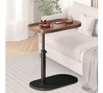 Koka kafijas galdiņš C formas, regulējams augstums 30 x 45 cm, koka mazs kafijas galdiņš, dīvāna galds ar 360° rotāciju, ovāls dīvāna gultas sānu galds ar paaugstinātu malu, sānu galds, portatīvo datoru galds viesistabai