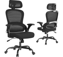 TRALT Ergonomisks biroja krēsls, galda krēsls ar regulējamu pagalvi, regulējams augstums, biroja krēsls, ergonomisks galda krēsls, spēļu krēsls, 150 kg ilgam laikam, melns