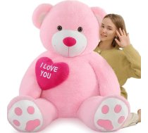 MorisMos 150 cm gaiši brūns milzu lācēns ar sirdi I Love You, mīksts plīša lācis, liela XXL rotaļlieta, dzimšanas dienas, Ziemassvētku dāvana meitenēm, draudzenei, bērniem