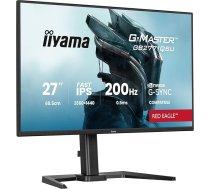 iiyama G-Master Red Eagle GB2771QSU-B1 Ātrs IPS LED spēļu monitors QHD 200 Hz HDMI DP USB 3.2 USB-C 0,5 ms G-SYNC Augstuma regulēšanas šarnīrs Melns