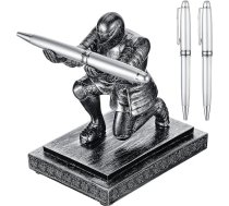 Spakon Knight Pen Holder ar 2 pildspalvām Resin galda organizatori un aksesuāri Funny Executive Pen Stand Fancy Cool Office Gadžets Cool Desk Dekorācijas vīriešiem Home Office Supplies Holiday Present