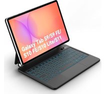 Bettdow Samsung Galaxy Tab S10 Lite/Tab S10 FE/Tab S9 FE 10,9 collu un Tab S9 11 collu tastatūras korpuss, peldošs magnētisks dizains ar skārienpaliktni un AI pogu, QWERTZ izkārtojuma izgaismota tastatūra, melns