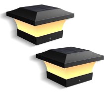 T-SUN Solar Post Lights, ūdensizturīgs āra saules bateriju apgaismojums 4x4 koka stabiem Silti balts saules žoga apgaismojums Terases terases dārza dekoratīvais apgaismojums (2 Pack)