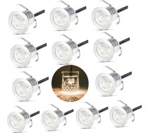Terases padziļinājumā iebūvēti prožektori Terases apgaismojuma komplekts ar 12 LED padziļinājumā iebūvētiem grīdas prožektoriem Silti balta IP67 ūdensizturīgs āra iekštelpu dārzam Koka tilts Baseins Koka klājs ietver 12 V barošanas avo