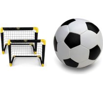 Umbro Alldoro 60312 Futbola vārti bērnu dārza vārtu komplekts 2 gab. un Alldoro 60312 Softball futbola bumba diametrs 18 cm, melnā/baltā krāsā, mīkstā putuplasta futbola laukums