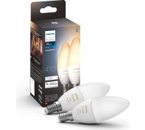 Philips Hue White Ambiance E14 LED spuldzes, 2 spuldžu komplekts (470 lm), dimmējamas LED spuldzes Hue apgaismojuma sistēmai ar siltu vai vēsu baltu gaismu, vieda gaismas vadība ar balsi un lietotni