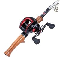 Oglekļa šķiedras makšķeres makšķeraukla Makšķerēšanas stienis un spole Combo 1.6m oglekļa šķiedras Casting Makšķerēšana Rod Gear Ratio Casting Makšķerēšana Spoles Teleskopiskā makšķerēšanas stienis