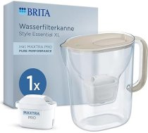 BRITA Style Essential XL ūdens filtrēšanas kanna „Sand“ (3,6 l), komplektā ietilpst 1 liela Maxtra Pro Pure Performance filtrēšanas kanna ar Smart Light LED indikatoru un salokāmu vāku; filtrē piemaisījumus un citas vielas