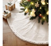 Lanpn Ziemassvētku eglītes pārklājs, 75 cm garš adīts eglītes apakšklājs, apaļs eglītes apakšklājs, eglītes statīvs, paklājs iekštelpām, mājām, Jaunajam gadam, Ziemassvētku dekorācija (bēšs)