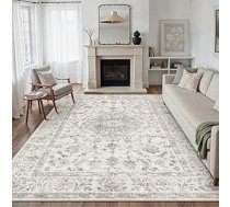 Viesistabas paklājs, 200 x 300 cm, mazgājams vintage pelēkā krāsā guļamistabai, ar īsu plūksnu, neslīdošs, mīksts, bohēmas stilā, liels retro paklājs virtuvei, ēdamistabai, guļamistabai, birojam, viesistabai