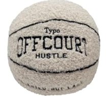 Herfair 3D basketbola spilvens „Offcourt“ 25 cm – mīksts basketbola spilvens, plīša bumba telpas dekorēšanai, basketbola dāvanas zēniem un meitenēm (balts)