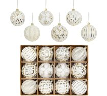 XmasExp rustikāla Ziemassvētku bumbiņu rotājumu komplekti lauku stilā – nešķīstami, antīkā tradicionālā stilā veidoti Ziemassvētku karājamie rotājumi (balts zelts, 12 gab.)