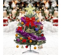 Mini Ziemassvētku eglīte, 60 cm, mākslīgā Ziemassvētku eglīte – maza mini eglīte ar Ziemassvētku bumbiņu, zvaigzni un zvaniņu eglītes galotnē, radošs risinājums galda dekorēšanai, veikala skatlogiem, Jaunajam gadam un mājām