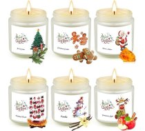 Stikla Ziemassvētku sveces sievietēm, 6 aromātisko sveču komplekts, dabīgā sojas vaska, aromterapijas sveces dzimšanas dienai, sveces sievietēm, vīriešiem, draudzenēm, kolēģiem