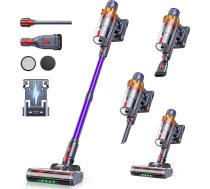 Akumulatora putekļsūcējs, 550 W, 45 kPa, pašstāvošs putekļsūcējs mājas lietošanai, 60 minūšu darbības laiks, bezvadu putekļsūcējs ar pie sienas piestiprinātu uzlādes staciju, automātiskais režīms, noņemams akumulators