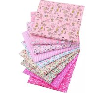 CraftsFabrics 9 gab. 50 cm x 50 cm rozā ziedu motīvu auduma komplekti, iepriekš sagriezti kvadrāti no 100 % kokvilnas, piemēroti lāpīšanai, pūšanai, skrapbukingam, šūšanai un dažādiem rokdarbu projektiem