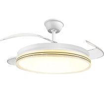 Griestu ventilators ar LED apgaismojumu, 70 W, ar tālvadības pulti un WiFi, diametrs 106,7 cm, 6 ātruma pakāpes, ievelkamie lāpstiņas, 3 gaismas temperatūras, vasaras/ziemas režīms, 6600 lūmeni, rāmis ar spīdīgu apdari