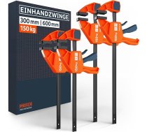 PRESCH vienroku skavas 300 mm un 600 mm, 4 skavu komplekts - skavu komplekts ar 150 kg iespīlēšanas spēku ātrai fiksācijai - izturīgas ātrās noņemšanas skavas, pateicoties oglekļa tērauda un stikla šķiedras pastiprinātajam korpusam - ar iz