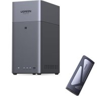 UGREEN NASync DH2300 2 Bay Desktop NAS ar 10 Gb/s NVMe korpusu, NFC pieslēgvietu savienošanai, mākslīgā intelekta fotoalbumu, 4K personīgo video bibliotēku, mājas NAS serveri ar 1GbE LAN un 4 GB RAM (bez diska)