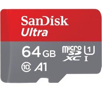 SanDisk Ultra 64GB microSDXC UHS-I karte Chromebook ar SD adapteri (viedtālruņiem un planšetdatoriem, A1, 10. klase, U1, Full HD video, līdz 140MB/s lasīšanas ātrums) 10 gadu garantija