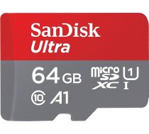 SanDisk Ultra Android microSDXC UHS-I atmiņas karte 64 GB + adapteris (viedtālruņiem un planšetdatoriem, A1, 10. klase, U1, Full HD video, lasīšanas ātrums līdz 140 MB/s)