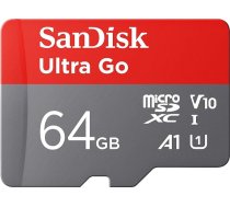 SANDISK Ultra Go Micro SDXC atmiņas karte 64 GB + SD adapteris (Android viedtālruņiem un planšetdatoriem, lasīšanas ātrums līdz 150 MB/s) A1, Full HD video, UHS-I, 10. klase, U1, priekš Amazon